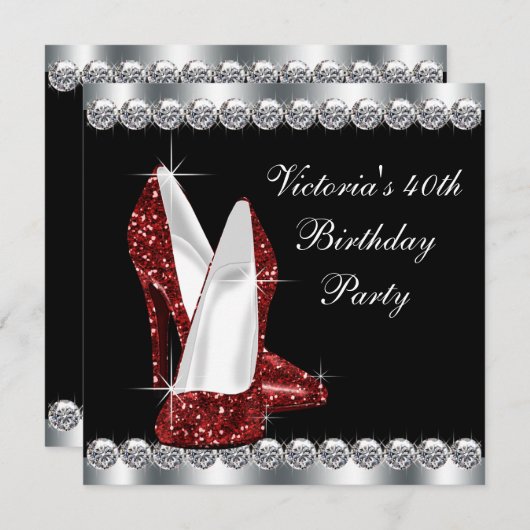 Vrouwen Ruby Red verjaardagsfeestje Kaart (Voorkant / Achterkant)