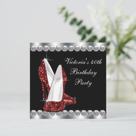 Vrouwen Ruby Red verjaardagsfeestje Kaart (Staand voorkant)