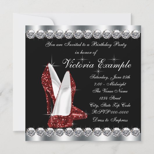 Vrouwen Ruby Red verjaardagsfeestje Kaart (Achterkant)