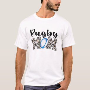Vrouwen Rugby Mam Leopard Moederdag kerst T-shirt