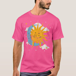 Vrouwen Ruimtewetenschapper Zon Maan Hemels Lichaa T-shirt