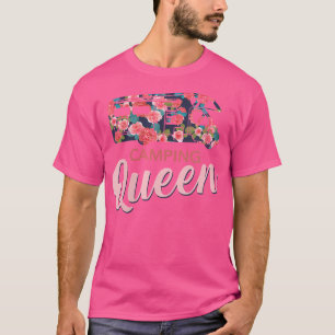 Vrouwen RV camper Camping Koningin met Roze Rood R T-shirt