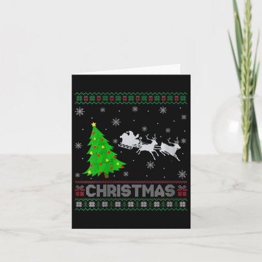 Vrouwen Santa Sleigh kerstboom Lighting Ugly Chris Kaart (Voorkant)