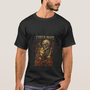 Vrouwen Schaken Grim Reaper Schedel Schaakmat Goth T-shirt