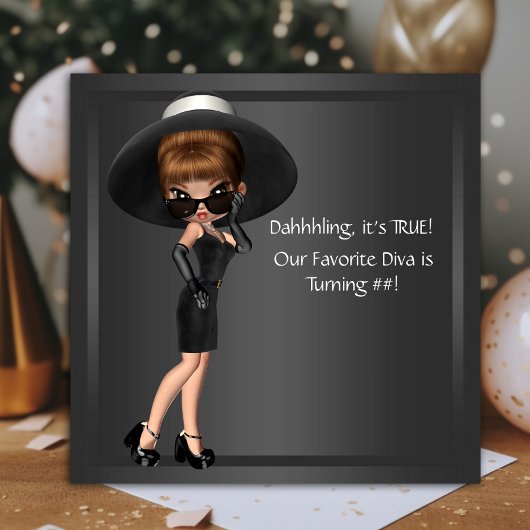 Vrouwen Schattige Diva Verjaardagsfeest Kaart