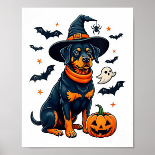 Vrouwen Schattige Halloween Rottweiler Dog V-neck Poster