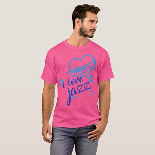 Vrouwen Schattige I Love Jazz Heart Trompet Jazz M T-shirt (Voorkant volledig)