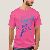 Vrouwen Schattige I Love Jazz Heart Trompet Jazz M T-shirt (Voorkant)