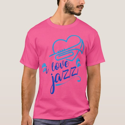 Vrouwen Schattige I Love Jazz Heart Trompet Jazz M T-shirt (Voorkant)
