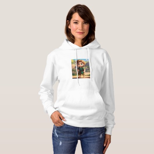 Vrouwen, Schattige Kinder Design Basic Hoodie Swea (Voorkant volledig)