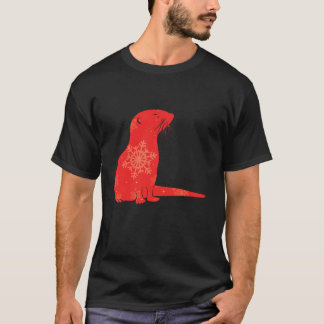 Vrouwen Schattige Otter Lover Funny Winter Christm T-shirt