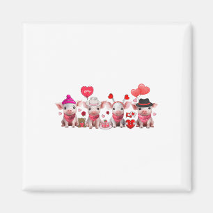Vrouwen Schattige Varkens Valentijn's Day Boerderi Magneet