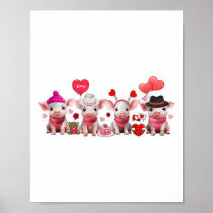 Vrouwen Schattige Varkens Valentijn's Day Boerderi Poster