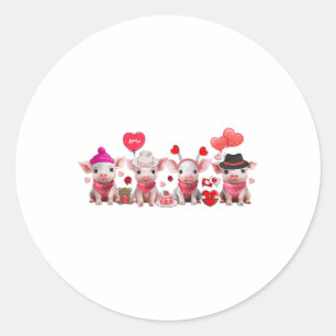 Vrouwen Schattige Varkens Valentijn's Day Boerderi Ronde Sticker