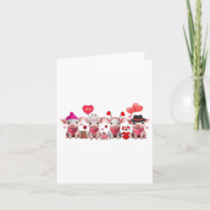 Vrouwen Schattige Varkens Valentijnsdag Boerderij  Kaart