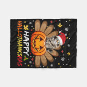 Vrouwen Schattigee Kat Happy Hallothanksmas Hallow Fleece Deken (Voorkant (Horizontaal))