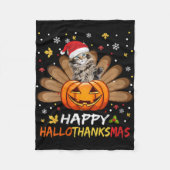 Vrouwen Schattigee Kat Happy Hallothanksmas Hallow Fleece Deken (Voorkant)