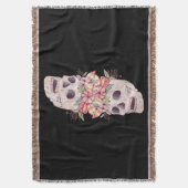 Vrouwen Schedel Bloemen Hoofd Schilderen Kunst-Wer Deken (Voorkant Verticaal)