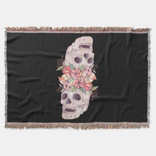 Vrouwen Schedel Bloemen Hoofd Schilderen Kunst-Wer Deken (Voorkant)