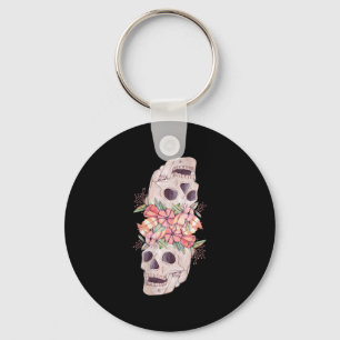 Vrouwen Schedel Bloemen Hoofd Schilderen Kunst-Wer Sleutelhanger