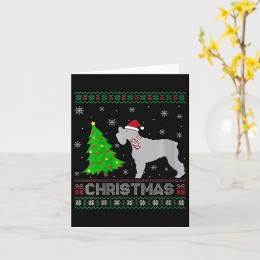 Vrouwen Schnauzer Hond Xmas Tree Lighting Ugly Chr Kaart (Gele Bloem)
