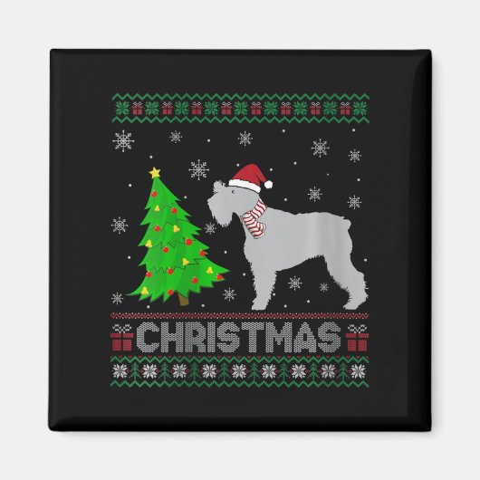 Vrouwen Schnauzer Hond Xmas Tree Lighting Ugly Chr Magneet (Voorkant)