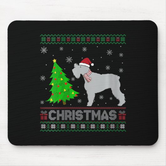 Vrouwen Schnauzer Hond Xmas Tree Lighting Ugly Chr Muismat (Voorkant)