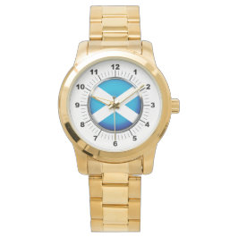 Vrouwen Schotland Vlag Oversized Gold Watch Horloge