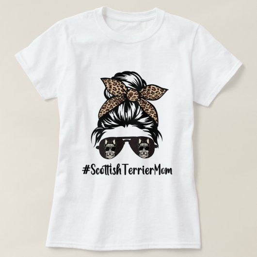 Vrouwen Schotse Terrier Moeder Leven Messy Bun Hai T-shirt (Design voorkant)