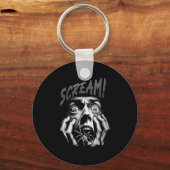 Vrouwen schreeuwen horror gezicht sder terreur gri sleutelhanger (Voorkant)