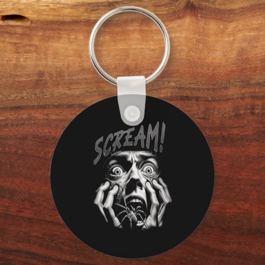 Vrouwen schreeuwen horror gezicht sder terreur gri sleutelhanger (Voorkant)