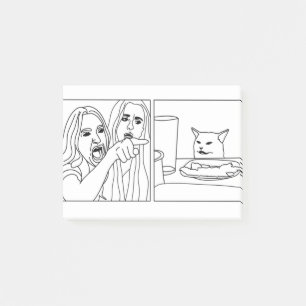 Vrouwen schreeuwen naar kattenschets post-it® notes