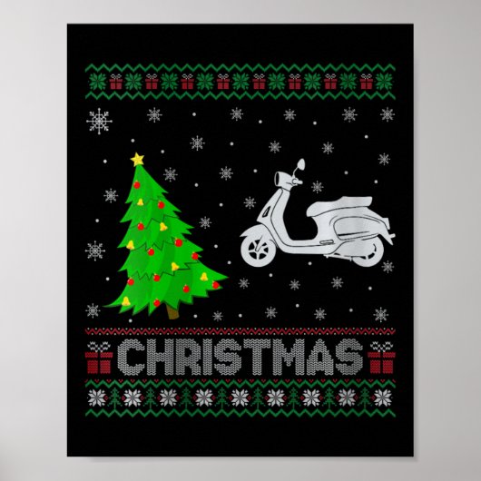 Vrouwen Scooters Kerstboom Lighting Ugly Christmas Poster (Voorkant)