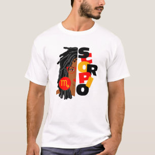 Vrouwen Scorpio Girl Afro Locs Girl Zodiac Signs B T-shirt