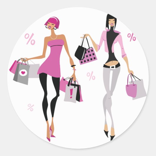 Vrouwen Shopping Stickers (Voorkant)