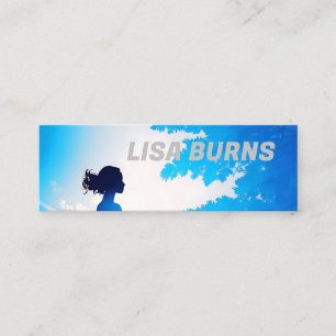 vrouwen silhouet met een zacht blauwe achtergrond mini visitekaartje