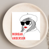 Vrouwen Silhouet Rood & Wit vrouwelijke Mode Vierkante Visitekaartje