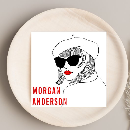 Vrouwen Silhouet Rood & Wit vrouwelijke Mode Vierkante Visitekaartje