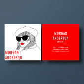 Vrouwen Silhouet Rood & Wit vrouwelijke Mode Vierkante Visitekaartje