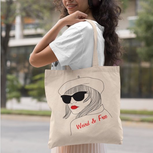Vrouwen Silhouet Rood & Zwart Lineair Feministisch Tote Bag
