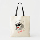 Vrouwen Silhouet Rood & Zwart Lineair Feministisch Tote Bag (Voorkant)