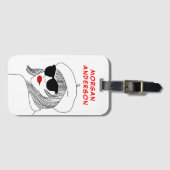 Vrouwen Silhouette Rood Zwart Lineair Feministisch Bagagelabel (Voorkant (horizontaal))