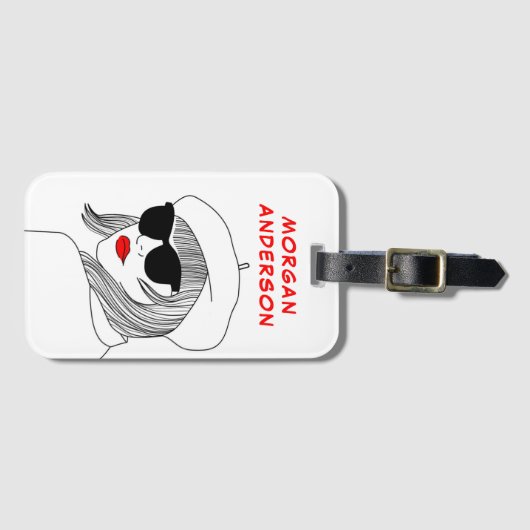 Vrouwen Silhouette Rood Zwart Lineair Feministisch Bagagelabel (Voorkant (horizontaal))