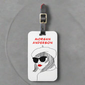 Vrouwen Silhouette Rood Zwart Lineair Feministisch Bagagelabel