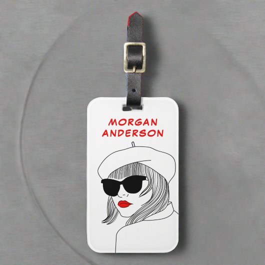 Vrouwen Silhouette Rood Zwart Lineair Feministisch Bagagelabel