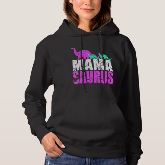 Vrouwen Single Mama Saurus Dinosaur Voor Moeder's Hoodie (Voorkant)