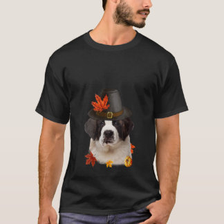 Vrouwen Sint Bernard Hond Pelgrim Pet Herfst Happy T-shirt