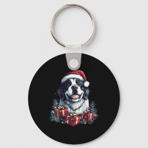 Vrouwen Sint Bernard Santa Hat Grappige Kerstman S Sleutelhanger