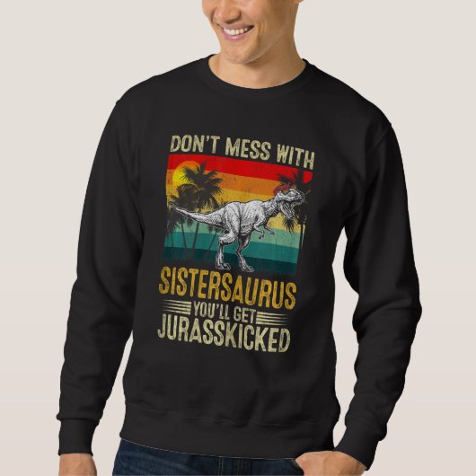 Vrouwen Sistersaurus Dinosaur Rex Mot Trui (Voorkant)