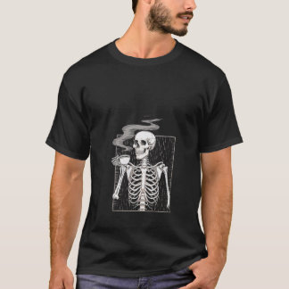 Vrouwen Skelet Drink Koffie Cafeïne Skull Cof T-shirt